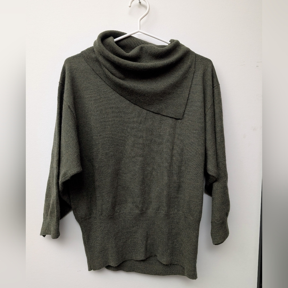 TWEEDS Green 100% Merino Wool Cowl Neck Sweater XL